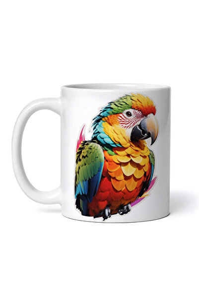 OEM Εξατομικευμένη λευκή κούπα, πορτρέτο παπαγάλου, INOVATIX®. 330ml