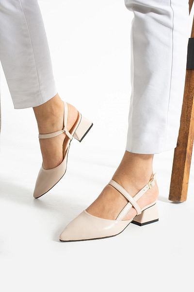 AlbiShoes Women's Square Heel 4 cm Buckle Strip Tape Open Back Pointed Toe Stylish Casual Women's Shoes