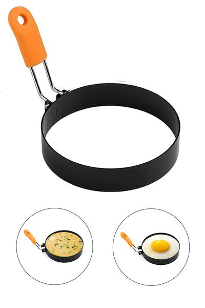 valletta Masbedo Round Egg and Pancake Shaper Pan Mold Heat Resistant with Silicone Handles