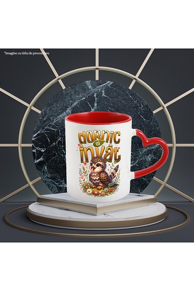 StoryGift Romania Eager to Learn Mug Owl Animal Educational Dish, 330ml, Ceramic with Handle in, With, STG.