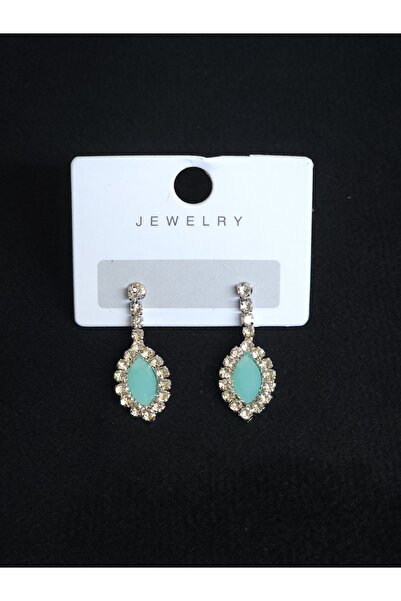 Avcıoğlu Aksesuar أقراط نسائية حجر اللوز متدلية كريستال الزركون حجر الفضة مرص...