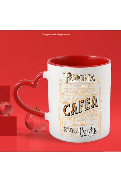 StoryGift Romania Happiness is a cup of coffee and a very good book, 330ml, Ceramica cu Mane, Cu, STG.