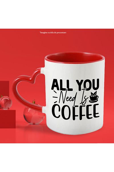StoryGift Romania Mug for coffee lovers with the message in English "All you need is coffee" with, With, STG.