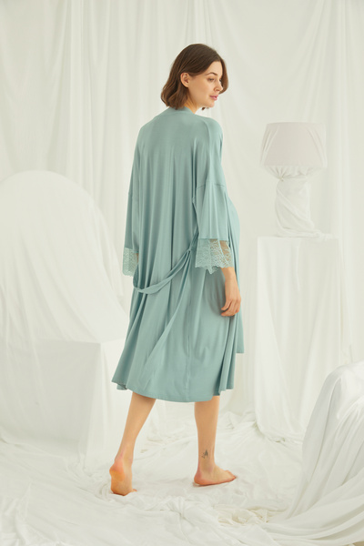 MONAMİSE Lohussa Жіночий набір для вагітних та молодих мам з мереживом, халат і нічна сорочка, 18470