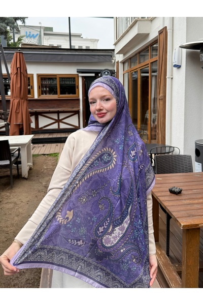 MODA شال من سلسلة مودال الناعمة بنمط عرقي أرجواني