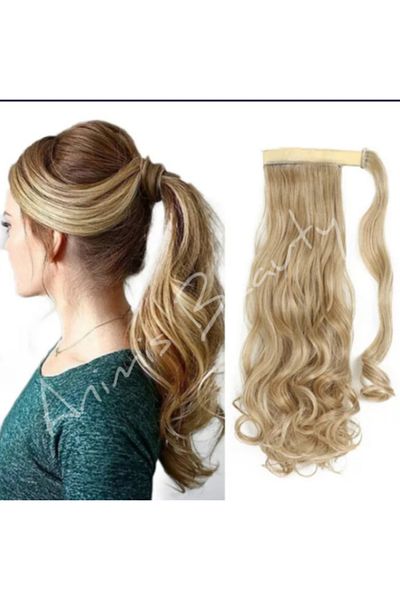 animis beauty Extensie de par Coada par Blond Cenusiu, ondulata, 50 cm, fibra sintetica cu aspect natural