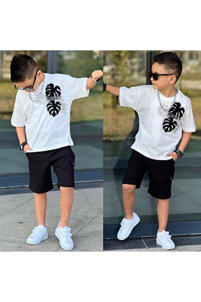 RAPAPA Σετ καλοκαιρινά σορτς για αγόρια - Συνδυασμός 2 τεμαχίων με καλοκαιρινό θέμα (T-shirt + σορτς) 11646S