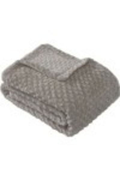 mink tekstil Embossed Blanket 200x220cm, Monk Grey 500, Polka Dots