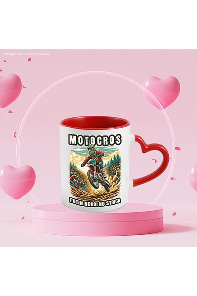 StoryGift Romania Motocross Mug A Little Mud Doesn't Hurt the Speed ​​Race, 330ml, Ceramic with Heart Handle, With,STG.
