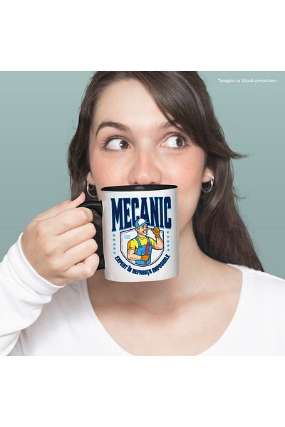 StoryGift Romania Mechanic Man Mug - Expert in impossible repairs, 330ml, Ceramic with N Handle, With, STG.