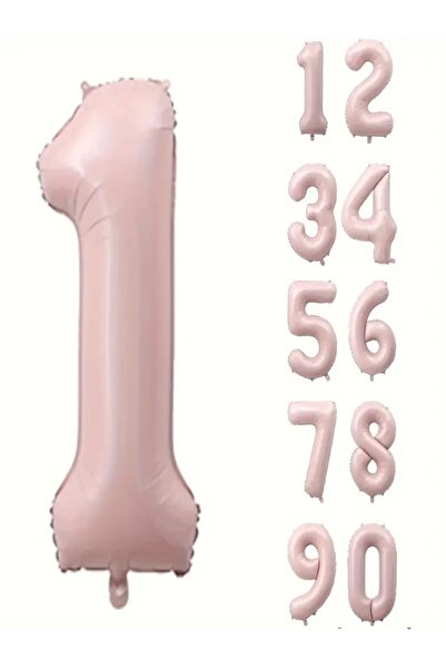 party mix 70 cm Vintage Soft Pembe Rakam Folyo Balon | Parti & Doğum Günü Süs...
