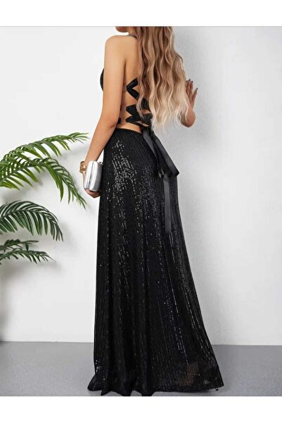 MODAS Sırt dekolteli pulpayet abiye elbise