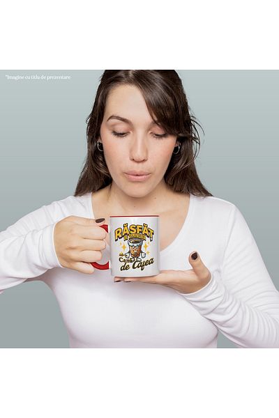 StoryGift Romania Morning Pamper Mug, in a coffee mug, 330ml, Ceramic with Red Handle, With Handle, STG.