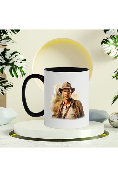 StoryGift Romania Mug With Indiana Jones, Fictional Character,x Movie, Adventure, Multicolor 330 ml, Sky, With,STG.