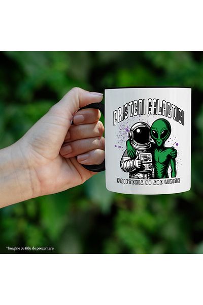 StoryGift Romania Astronaut and alien mug Galactic friends. friendship has no limits, 330, Cu,STG.