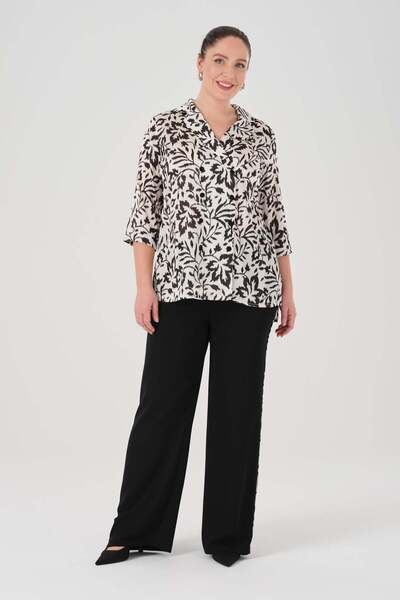 Gemko طقم بنطلون قميص منقوش - أسود