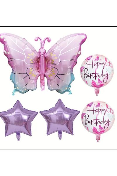 Çemrek Süs Parti Butterfly Foil Balloon Set 5 Pieces