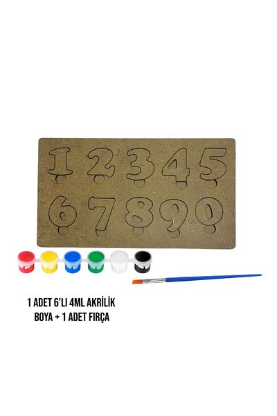 MODAT Wooden Painting and Puzzle Educational Kindergarten Certificate Gift Activity Numbers (Acrylic Paint + Brush)