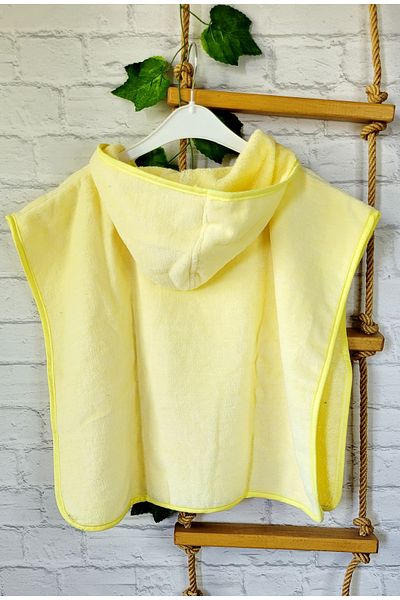 PAMUK HANIM Cotton Soft Girl-Boy Child Sea, Beach, Pool, Bath Hooded Towel Poncho / Yellow