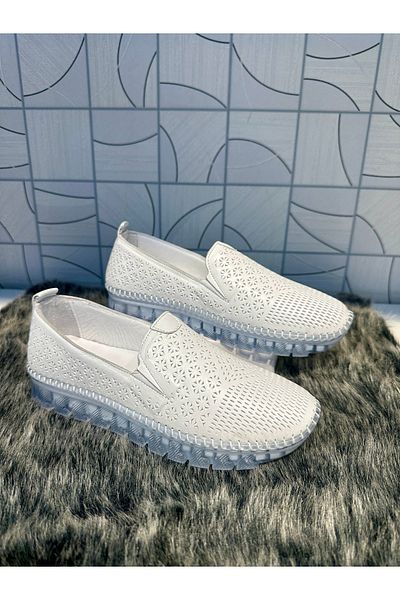 Anıl Ayakkabı BRN 700 - 1 Pantofi de zi cu zi ortopedici, cu talpă cu gel transparentă, imprimată din piele naturală