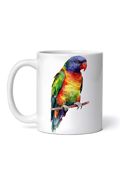 OEM Εξατομικευμένη λευκή κούπα, Πολύχρωμος Παπαγάλος, INOVATIX®. 330ml