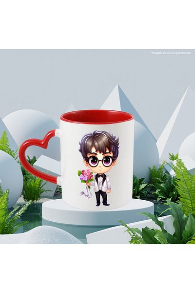 StoryGift Romania Mug with a son-in-law holding a bouquet of flowers | illustration | for the bride | o, With ,STG.