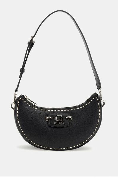 Guess NASTRA TOP ZIP SHOULDER BAG Geantă neagră de umăr pentru femei HWBG9637170-BLA