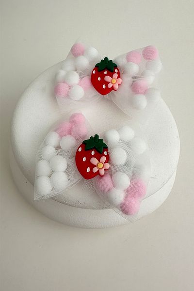 Modex Flower Strawberry Detailed Heeled Double Children's Buckle for 0-2 Years (7cm)