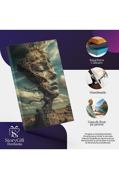 StoryGift Romania Tablou Canvas Copac Transformat In Chip Feminin Cu Ochii Inchisi Si Un Cer Intunecat Pe Un Ter