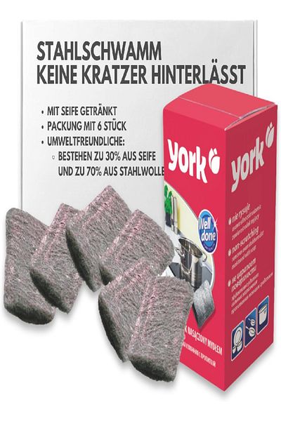 YORK 6-Piece Multi-Use Soap Pad Pack – Heavy-Duty Kitchen Scrubber Sponges for Deep Cleaning