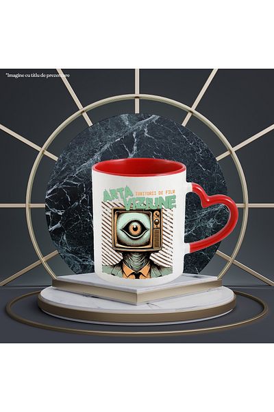 StoryGift Romania TV Mug with Movie Lovers' Eyes, 330ml, Ceramic with Red Heart Handle, With M,STG.