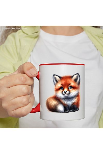 StoryGift Romania Mug with a playful fox cub | illustration | good | cheerful | wild animal, With ,STG.