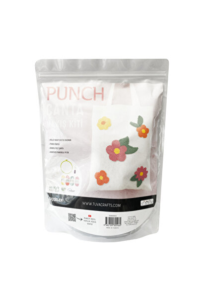 Hello Punch Çanta Nakış Kiti Çiçek Desenli Punch Yapım Kiti