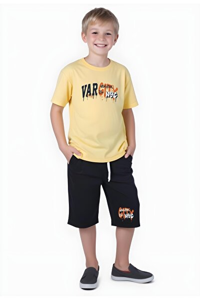 FYK KİDS Boy's Summer Slam Dunk-Gaming-Varcity Printed Bottom-Top Suit