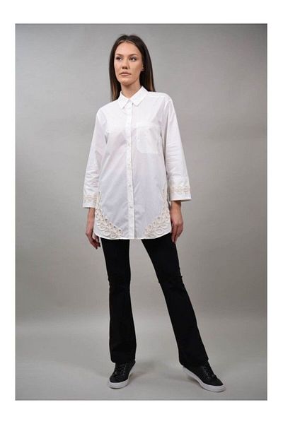 Y TWO WOMEN SONIA COTTON OXFORD SHIRT White M-L