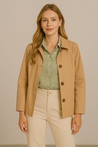 Giyim Dünyası Women's Short Trench Coat Camel