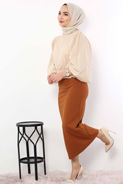 Tesettür Dünyası Pencil Skirt Tsd0291 Tan