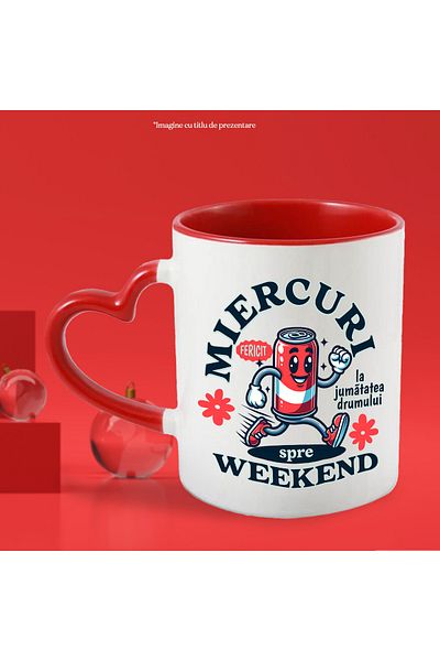 StoryGift Romania Wednesday_ Halfway to the Weekend Mug, 330ml, Ceramic with Heart Handle, With ,STG.