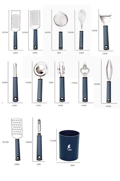 valletta Luqa 13 Piece Multi-Purpose Practical Kitchen Utensil Serving Set with Stand