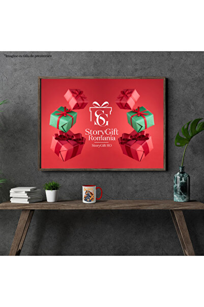 StoryGift Romania Cana Motor Salbatic Tigru Masina In Flacari Viteza, 330ml, Ceramic Cu Maner Rosu, Cu ,stg