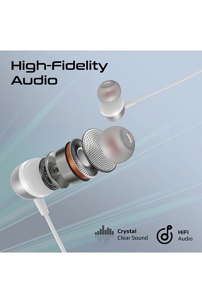 Promate High Fidelity In-Ear Wired Stereo USB-C Earphone with ENC Mic, Inline Controls, Durable Meta