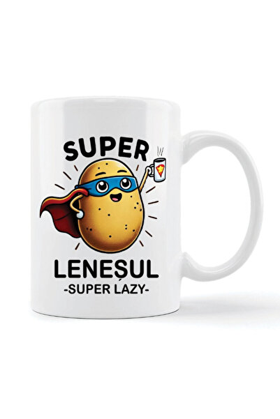 OEM Cană albă personalizată, Super Lazy, INOVATIX®. 330ml