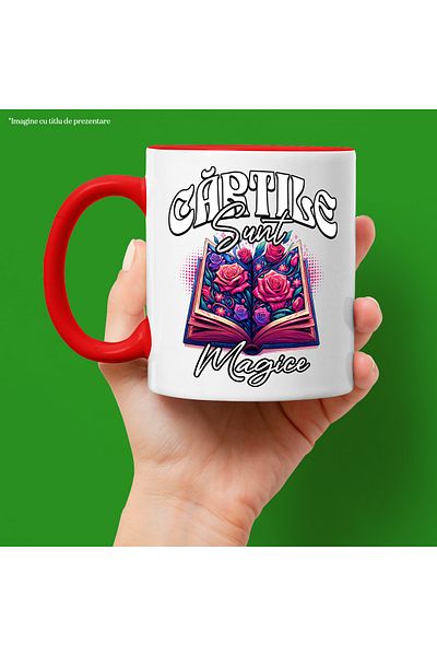 StoryGift Romania Books Are Magic Mug Reading Education School, 330ml, Ceramic with Red Handle, With Ma,STG.