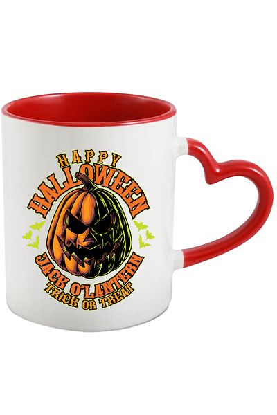 StoryGift Romania Mug With Message In English Happy Halloween, Pumpkin, Bats, Multicolor 330 ml, C, Cu,STG