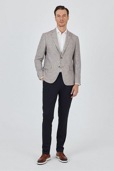 İmza Model de picior de câine Guler mono Jumătate căptușeală amestec de in 6 Drop Slim Fit Jacket 1002250102