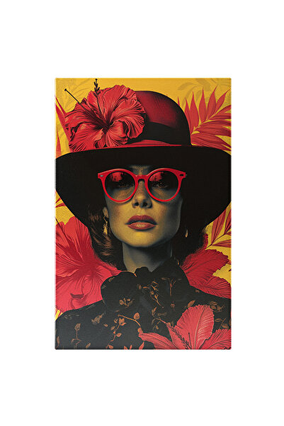 StoryGift Romania Tablou Canvas Doamnă Ce Poartă Ochelari Roșii Asortați Cu P...
