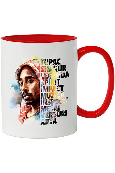 StoryGift Romania Mug With Tupac, Music, Singer, Hip Hop, Art, Message, Multicolor 330 ml, Ceramics, With ,STG