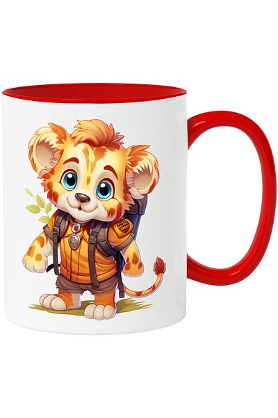StoryGift Romania Mug with a happy jaguar cub | illustration | explorer | goes on an expedition, With ,STG