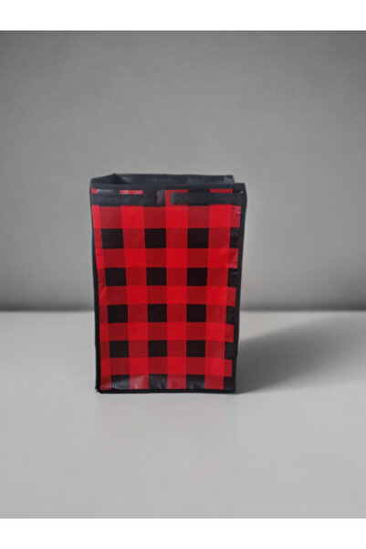 IŞILTI HOME DESIGN TELLİ PAZAR ARABASI ÇANTASI KIRMIZI KARELİ