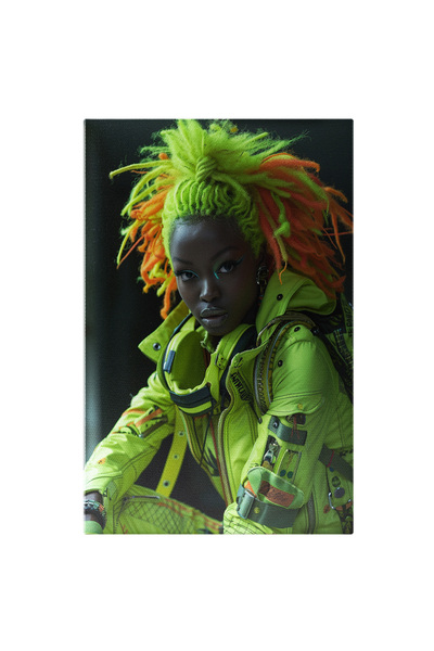 StoryGift Romania Tablou Canvas: Reflexii De Verde Neon Pe Hainele Și Părul F...